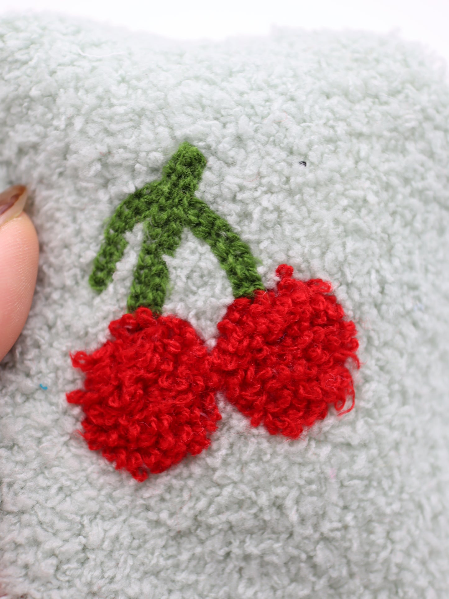 【25AW-159】さくらんぼ両面ボアニット　/0.5ｙあたり=～1440円