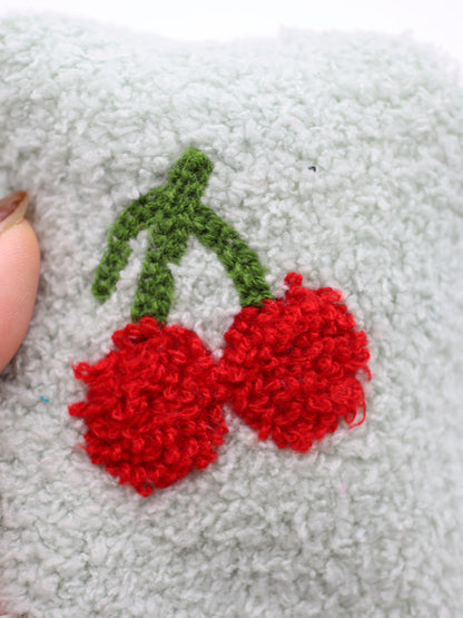 【25AW-159】さくらんぼ両面ボアニット　/0.5ｙあたり=～1440円