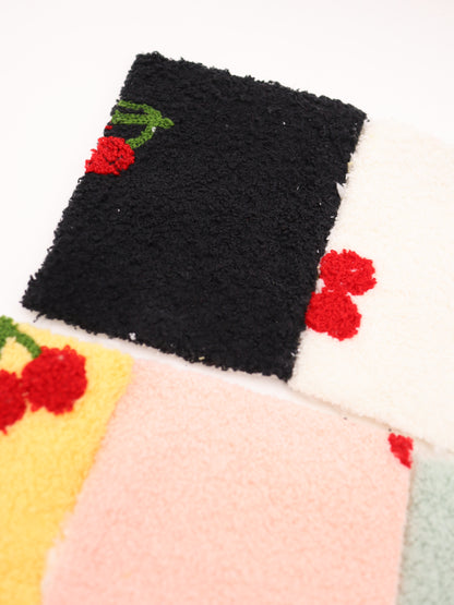 【25AW-159】さくらんぼ両面ボアニット　/0.5ｙあたり=～1440円