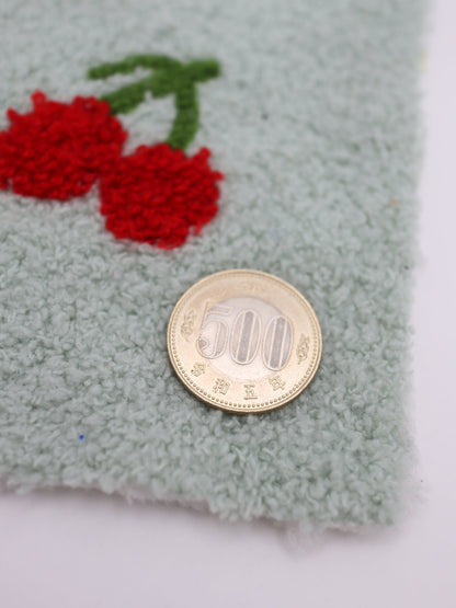 【25AW-159】さくらんぼ両面ボアニット　/0.5ｙあたり=～1440円