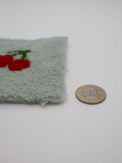 【25AW-159】さくらんぼ両面ボアニット　/0.5ｙあたり=～1440円