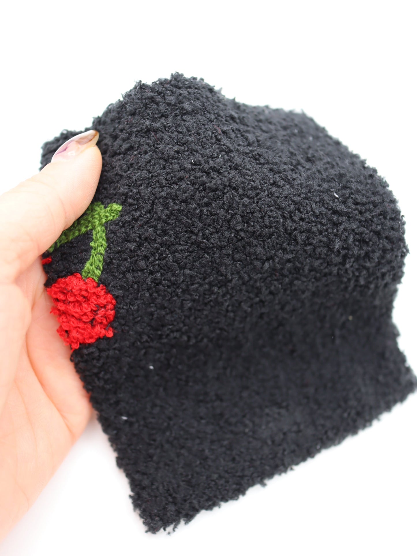 【25AW-159】さくらんぼ両面ボアニット　/0.5ｙあたり=～1440円