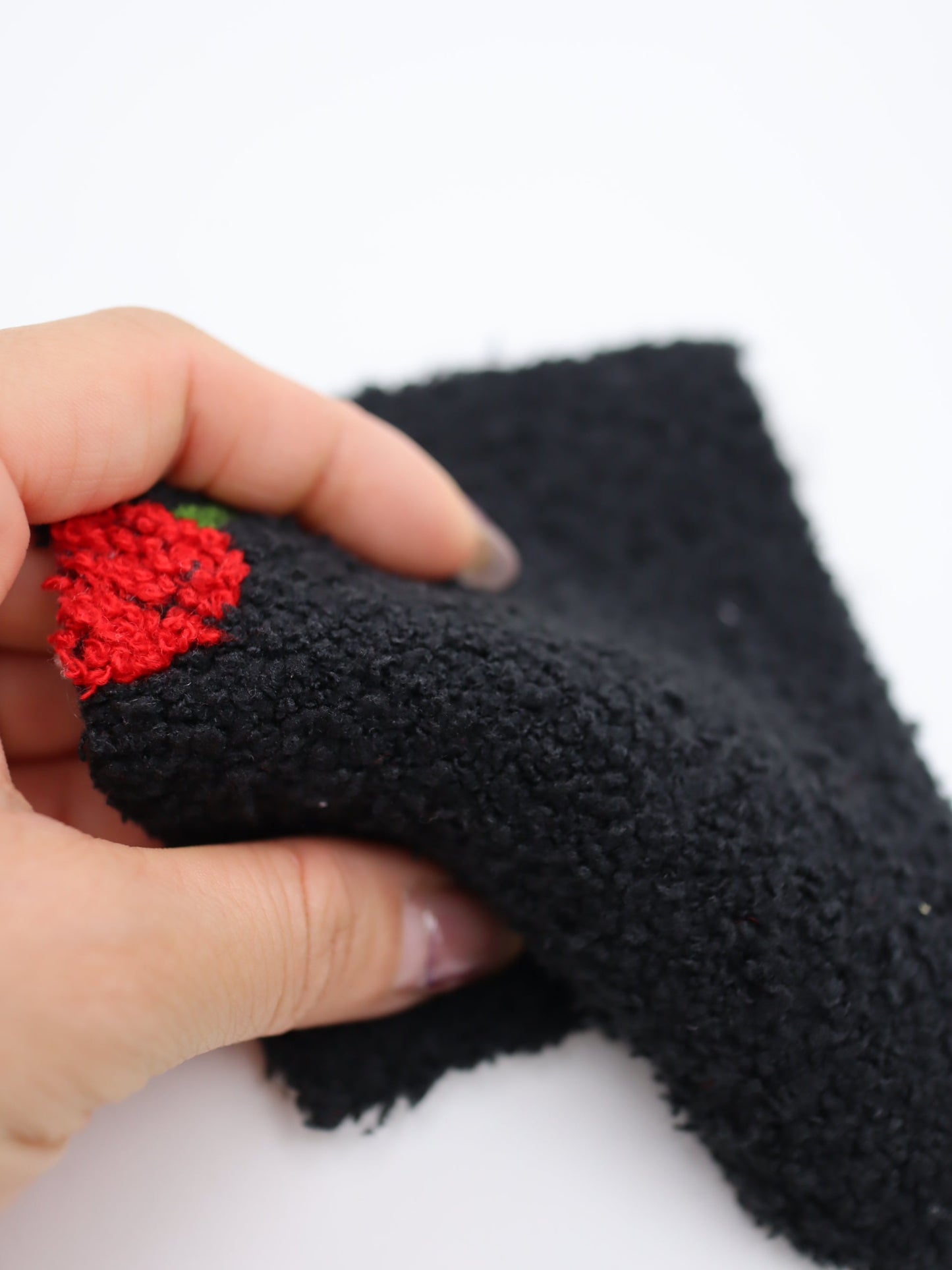 【25AW-159】さくらんぼ両面ボアニット　/0.5ｙあたり=～1440円