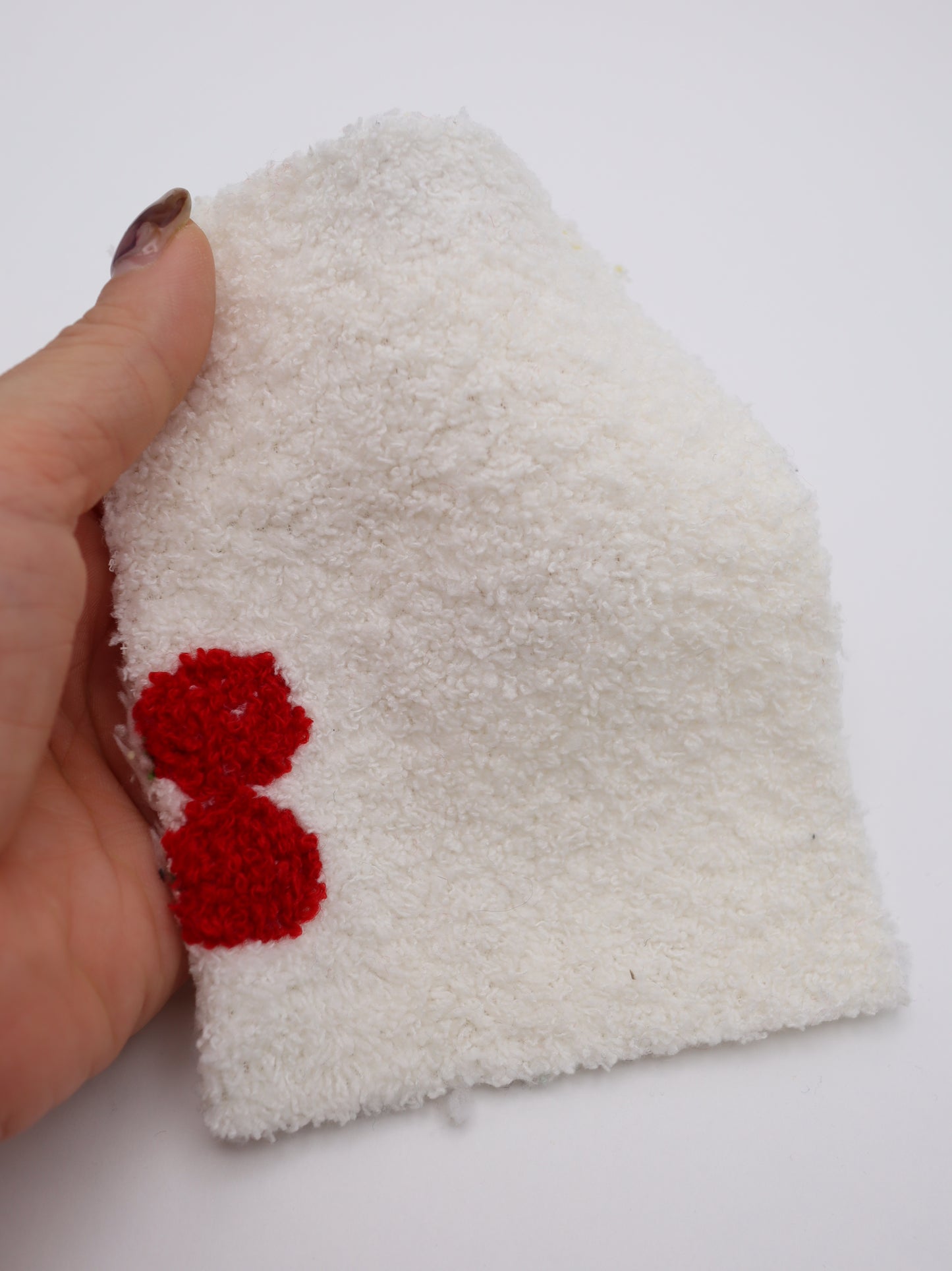 【25AW-159】さくらんぼ両面ボアニット　/0.5ｙあたり=～1440円