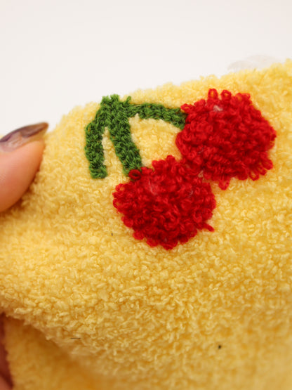 【25AW-159】さくらんぼ両面ボアニット　/0.5ｙあたり=～1440円