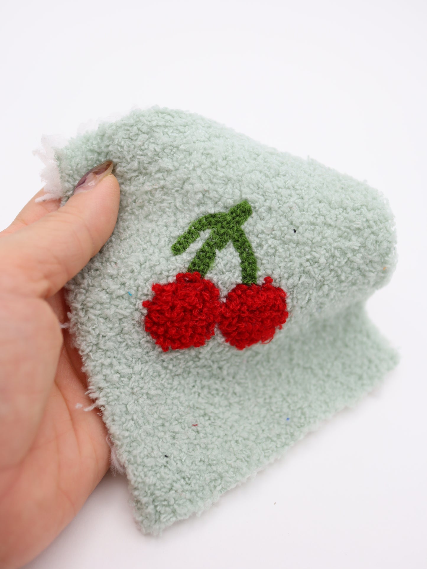 【25AW-159】さくらんぼ両面ボアニット　/0.5ｙあたり=～1440円