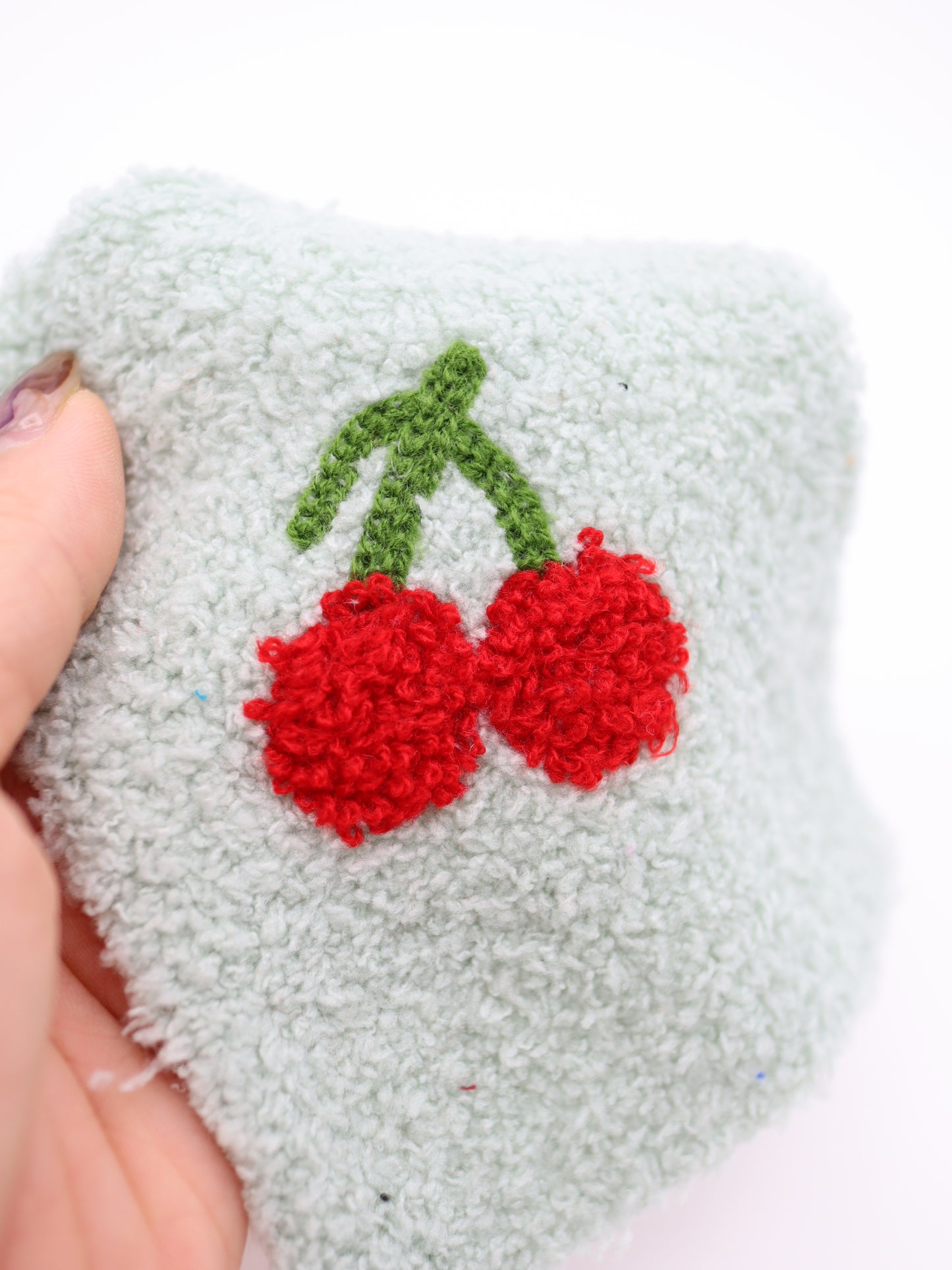 【25AW-159】さくらんぼ両面ボアニット　/0.5ｙあたり=～1440円