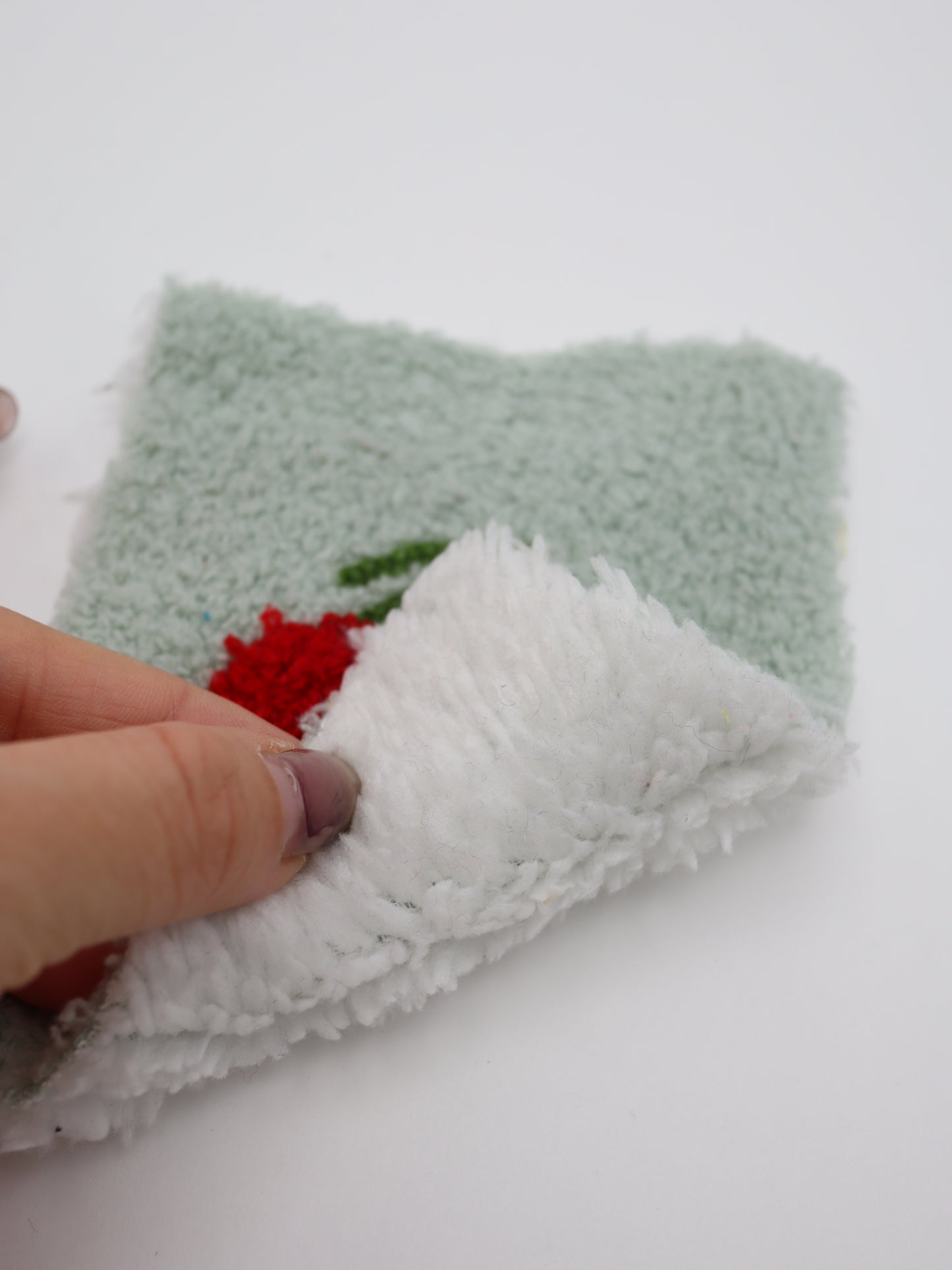 【25AW-159】さくらんぼ両面ボアニット　/0.5ｙあたり=～1440円