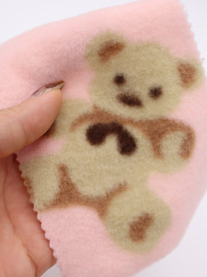 【25AW-161】ふわふわくまちゃん起毛天竺ニット　/0.5ｙあたり=～910円