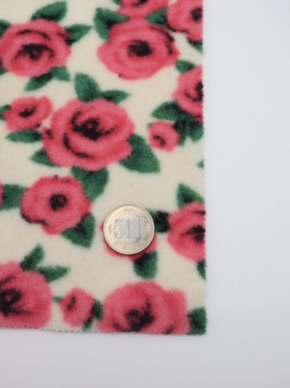 【25AW-163】ローズローズふわふわフリースニット　/0.5ｙあたり=～980円