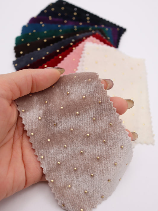 メタルドットプリントベロア生地 プロハンドメイド作家用 犬服 子供服 ミシン教室向け布地