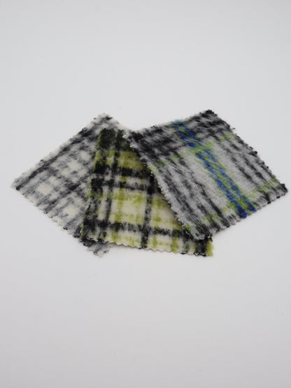 【25AW-102】ウール10％混シャギー先染めチェックツイード　/0.5ｙあたり=～1240円