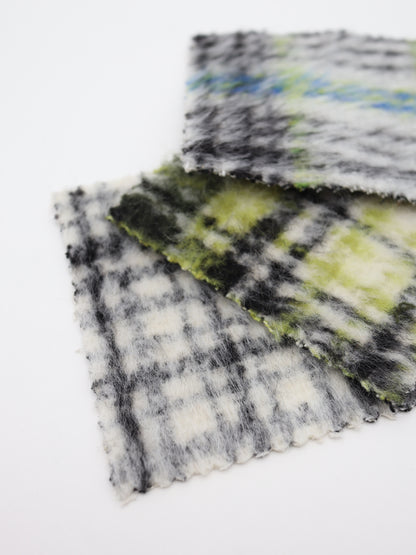 【25AW-102】ウール10％混シャギー先染めチェックツイード　/0.5ｙあたり=～1240円