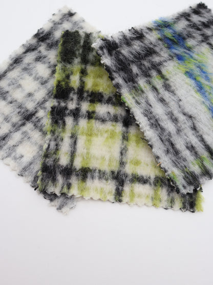 【25AW-102】ウール10％混シャギー先染めチェックツイード　/0.5ｙあたり=～1240円