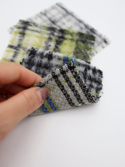 【25AW-102】ウール10％混シャギー先染めチェックツイード　/0.5ｙあたり=～1240円