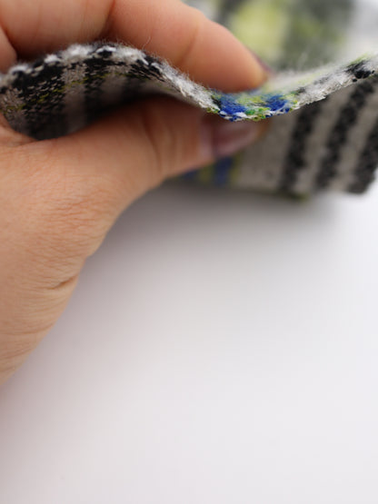 【25AW-102】ウール10％混シャギー先染めチェックツイード　/0.5ｙあたり=～1240円