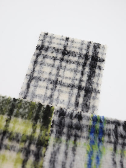 【25AW-102】ウール10％混シャギー先染めチェックツイード　/0.5ｙあたり=～1240円