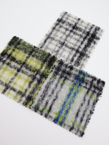 【25AW-102】ウール10％混シャギー先染めチェックツイード　/0.5ｙあたり=～1240円