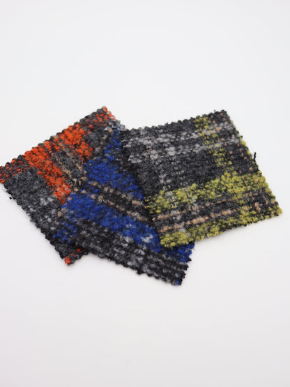 【25AW-099】ウール10％混プチループヤーン先染めチェックツィード　/0.5ｙあたり=～1095円