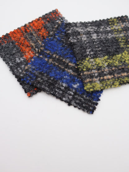 【25AW-099】ウール10％混プチループヤーン先染めチェックツィード　/0.5ｙあたり=～1095円