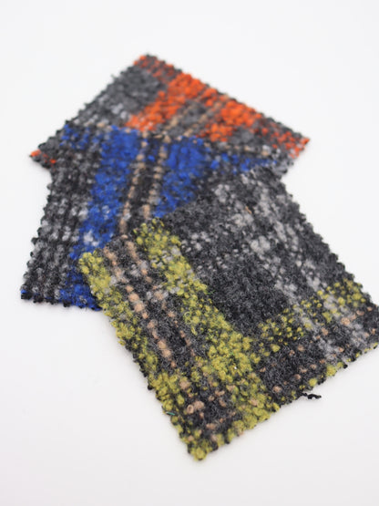 【25AW-099】ウール10％混プチループヤーン先染めチェックツィード　/0.5ｙあたり=～1095円