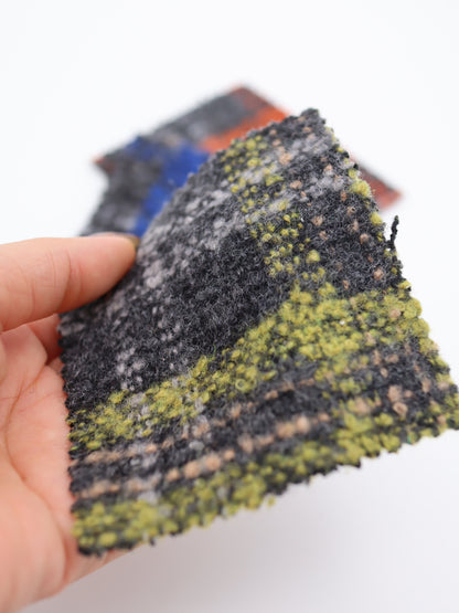 【25AW-099】ウール10％混プチループヤーン先染めチェックツィード　/0.5ｙあたり=～1095円