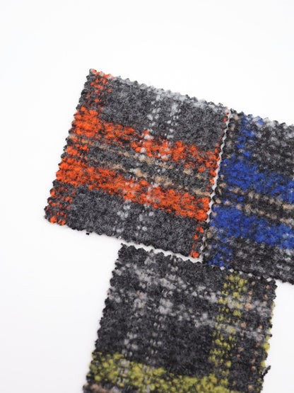 【25AW-099】ウール10％混プチループヤーン先染めチェックツィード　/0.5ｙあたり=～1095円