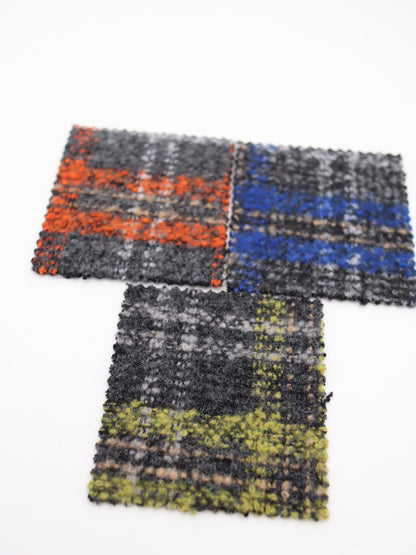 【25AW-099】ウール10％混プチループヤーン先染めチェックツィード　/0.5ｙあたり=～1095円