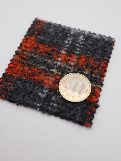 【25AW-099】ウール10％混プチループヤーン先染めチェックツィード　/0.5ｙあたり=～1095円