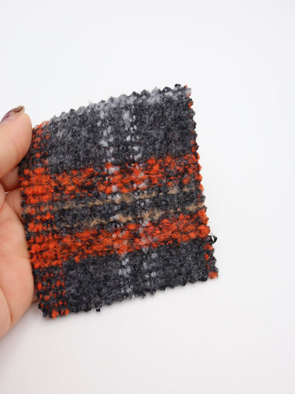 【25AW-099】ウール10％混プチループヤーン先染めチェックツィード　/0.5ｙあたり=～1095円