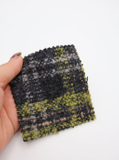 【25AW-099】ウール10％混プチループヤーン先染めチェックツィード　/0.5ｙあたり=～1095円