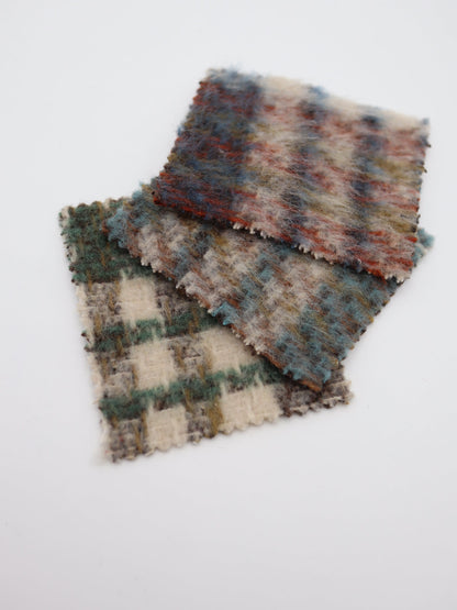 【25AW-098】ふわふわシャギー先染めチェックツイード　/0.5ｙあたり=～1025円