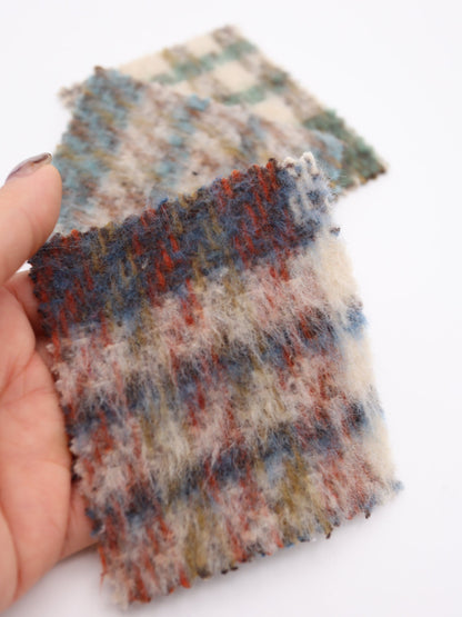 【25AW-098】ふわふわシャギー先染めチェックツイード　/0.5ｙあたり=～1025円