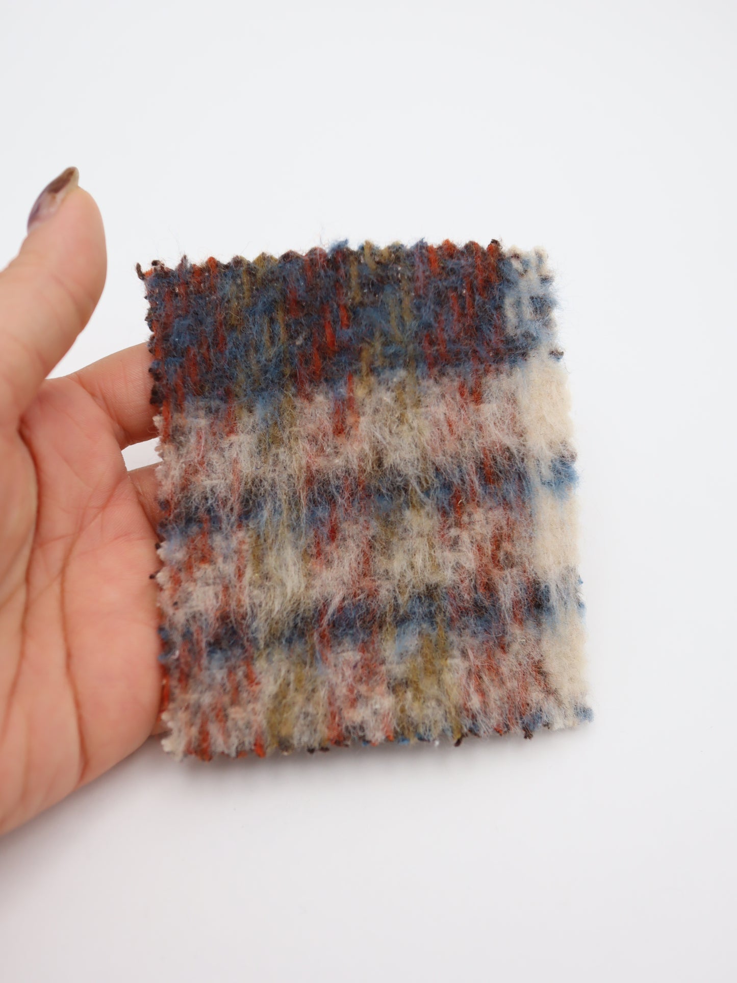 【25AW-098】ふわふわシャギー先染めチェックツイード　/0.5ｙあたり=～1025円