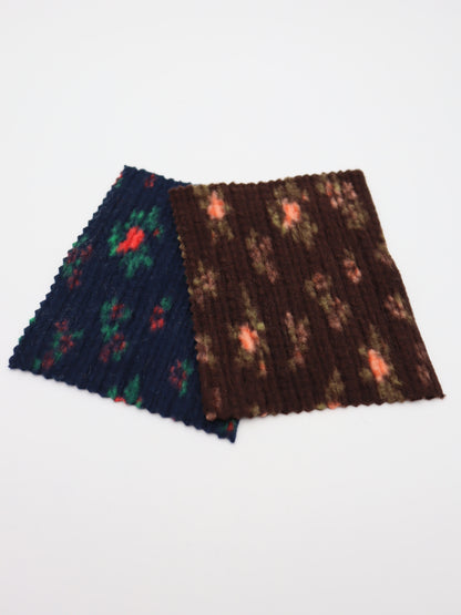 【25AW-171】花柄プリントランダムプリーツ加工起毛天竺ニット　/0.5ｙあたり=～1135円