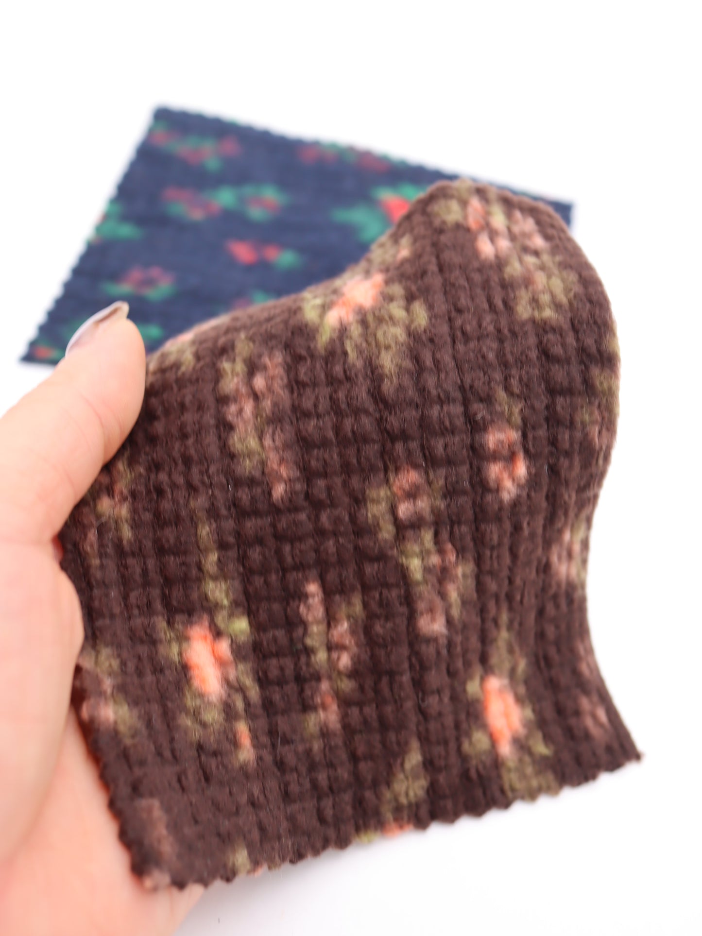 【25AW-171】花柄プリントランダムプリーツ加工起毛天竺ニット　/0.5ｙあたり=～1135円