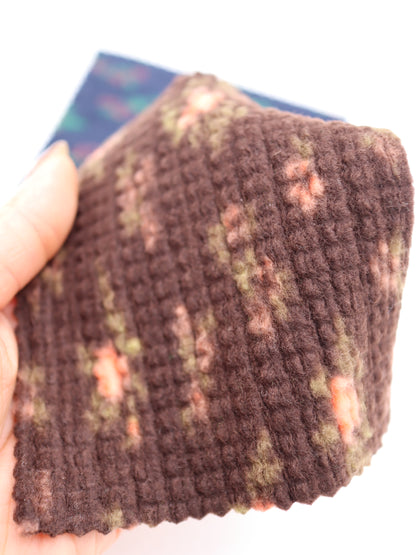 【25AW-171】花柄プリントランダムプリーツ加工起毛天竺ニット　/0.5ｙあたり=～1135円