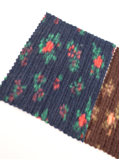 【25AW-171】花柄プリントランダムプリーツ加工起毛天竺ニット　/0.5ｙあたり=～1135円