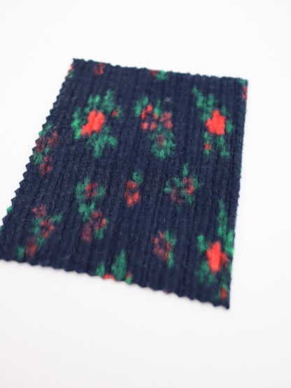 【25AW-171】花柄プリントランダムプリーツ加工起毛天竺ニット　/0.5ｙあたり=～1135円