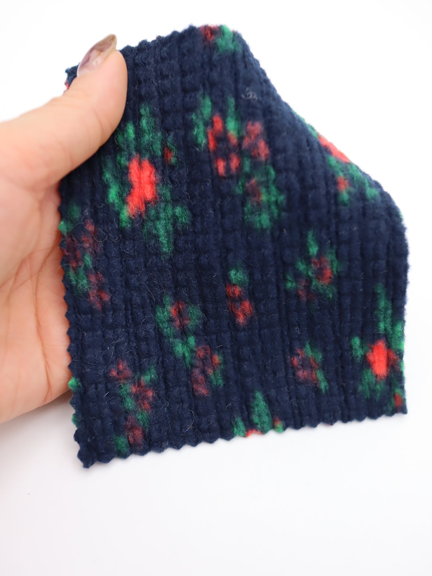 【25AW-171】花柄プリントランダムプリーツ加工起毛天竺ニット　/0.5ｙあたり=～1135円