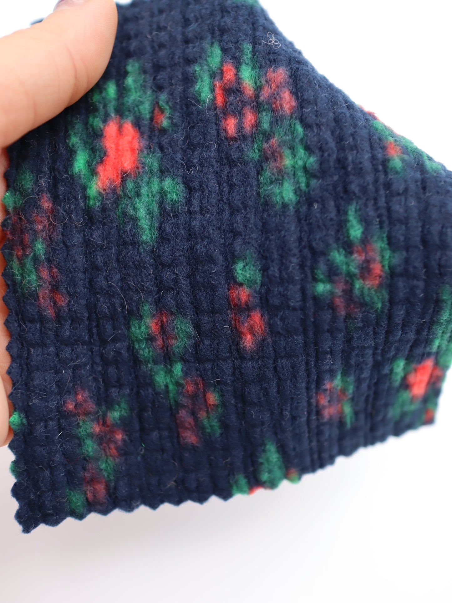 【25AW-171】花柄プリントランダムプリーツ加工起毛天竺ニット　/0.5ｙあたり=～1135円