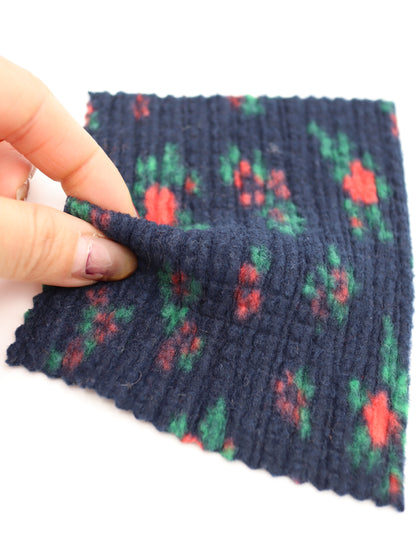 【25AW-171】花柄プリントランダムプリーツ加工起毛天竺ニット　/0.5ｙあたり=～1135円