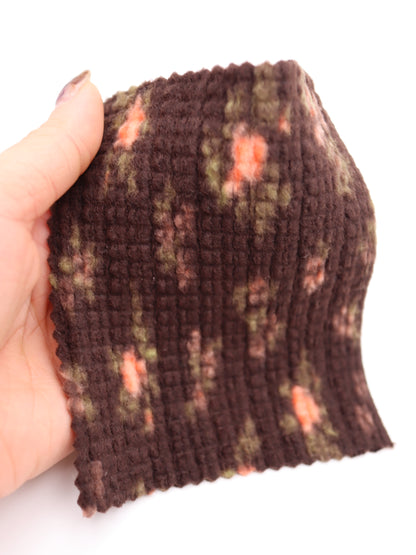 【25AW-171】花柄プリントランダムプリーツ加工起毛天竺ニット　/0.5ｙあたり=～1135円