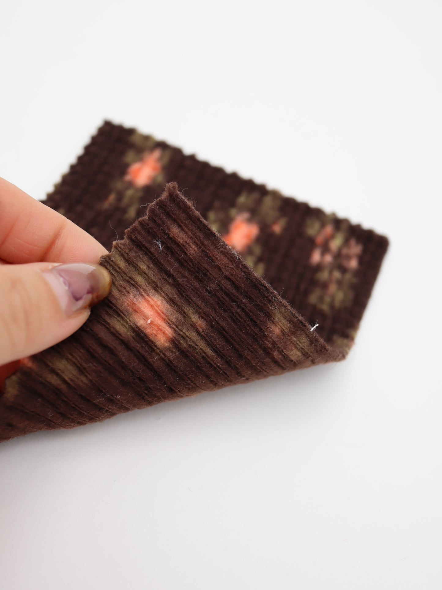 【25AW-171】花柄プリントランダムプリーツ加工起毛天竺ニット　/0.5ｙあたり=～1135円