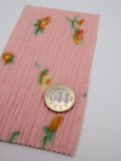 【25AW-160】小花柄プリーツ加工起毛天竺ニット　/0.5ｙあたり=～1125円