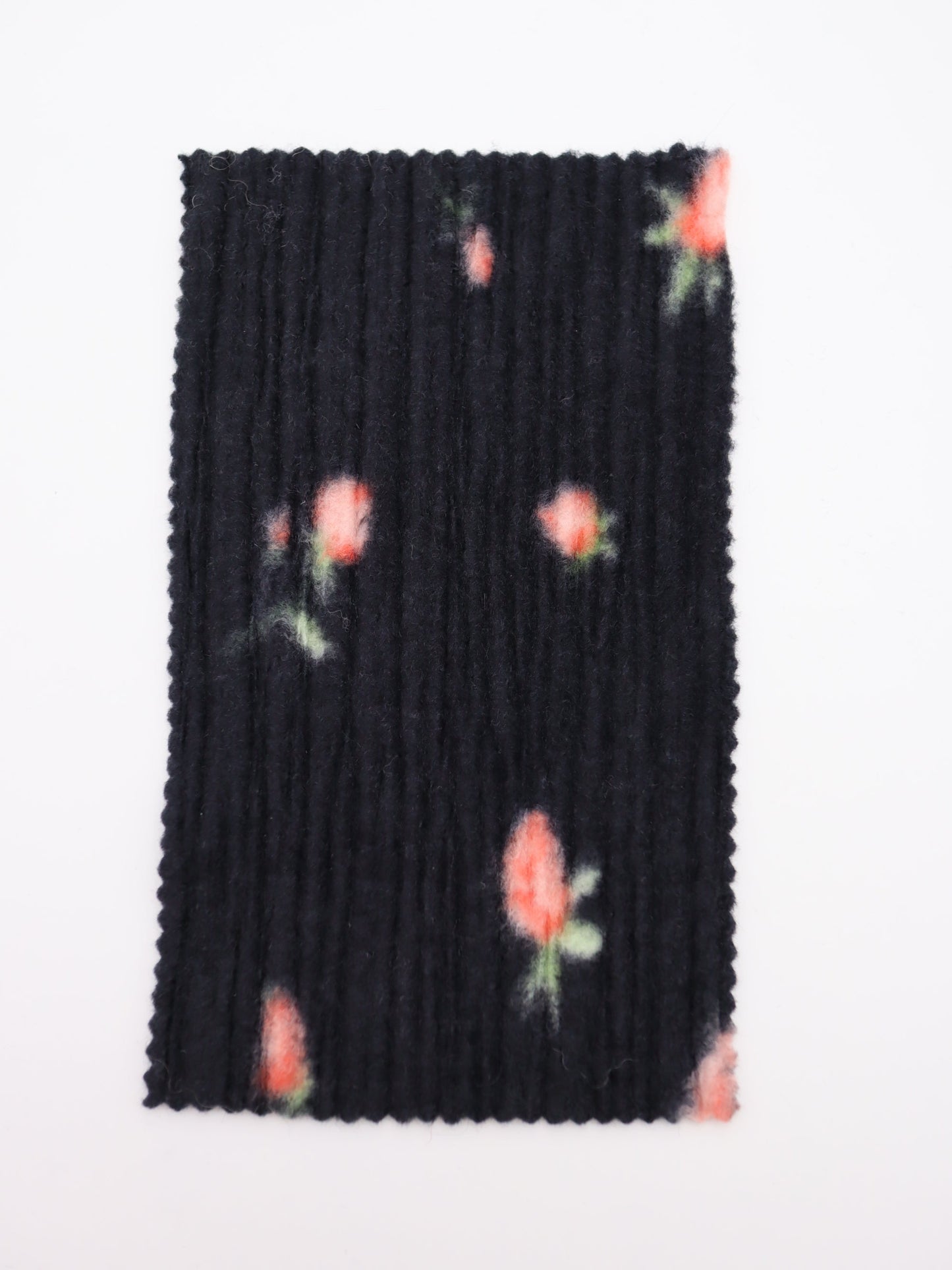 【25AW-160】小花柄プリーツ加工起毛天竺ニット　/0.5ｙあたり=～1125円