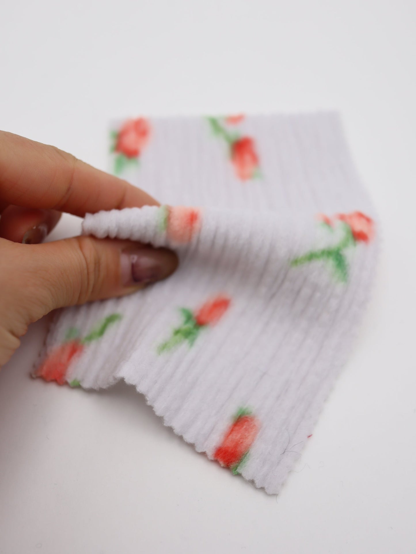 【25AW-160】小花柄プリーツ加工起毛天竺ニット　/0.5ｙあたり=～1125円