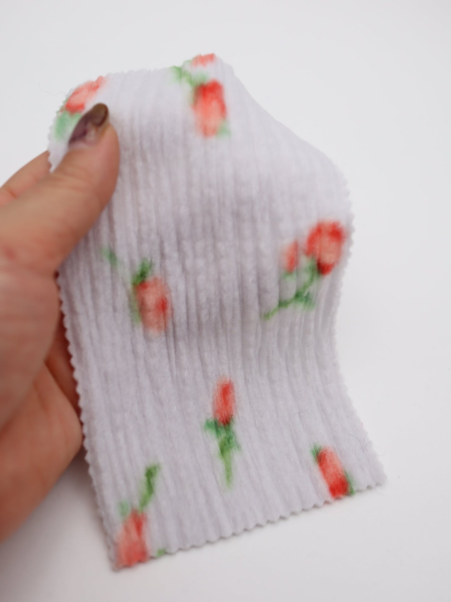 【25AW-160】小花柄プリーツ加工起毛天竺ニット　/0.5ｙあたり=～1125円