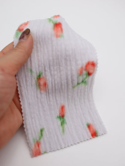 【25AW-160】小花柄プリーツ加工起毛天竺ニット　/0.5ｙあたり=～1125円