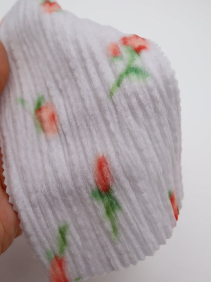 【25AW-160】小花柄プリーツ加工起毛天竺ニット　/0.5ｙあたり=～1125円